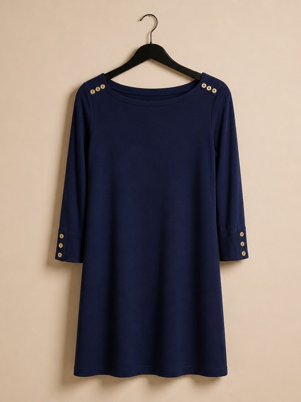 Lilly Pulitzer Navy Gold-Button Boatneck Dress